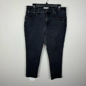 Madewell The Mid Rise Perfect Vintage Jeans Womens 31 Washed Black Rigid Denim